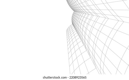 Linear architectural drawing vector illustration