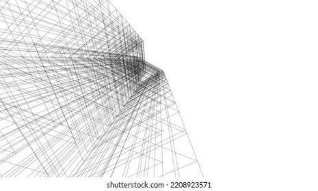 Linear architectural drawing vector illustration
