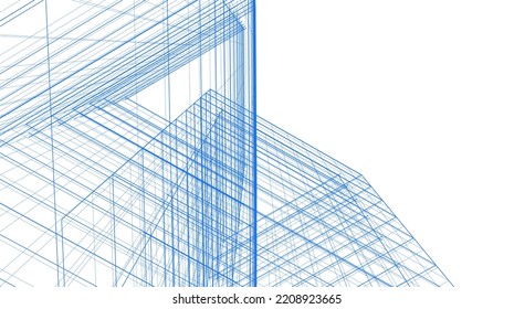 Linear architectural drawing vector illustration