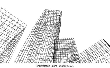 Ilustración del vector de dibujo de arquitectura lineal