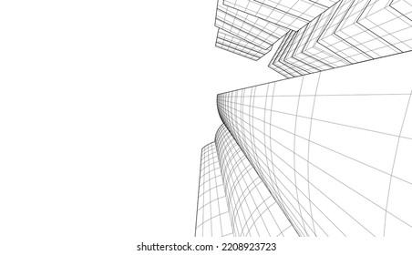 Linear architectural drawing vector illustration
