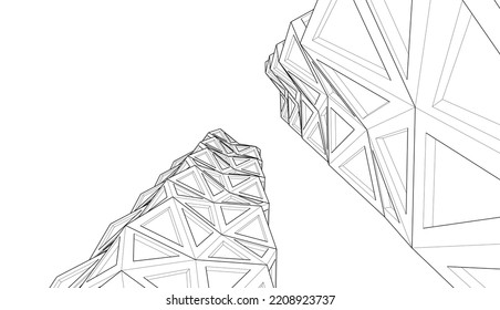 Linear architectural drawing vector illustration