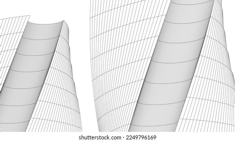 Linear architectural drawing vector illustration
