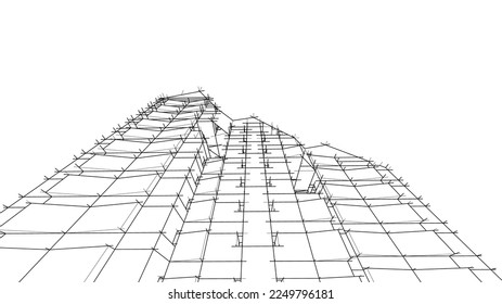 Linear architectural drawing vector illustration