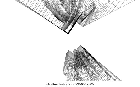 Lineare Architekturzeichnung, Vektorgrafik