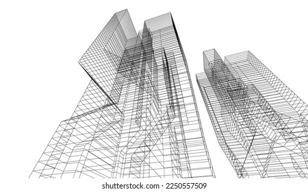 Ilustración del vector de dibujo de arquitectura lineal