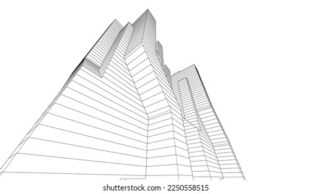 Linear architectural drawing vector illustration