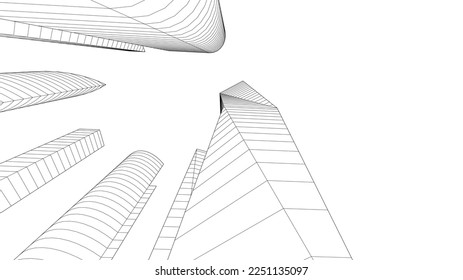 Linear architectural drawing vector illustration