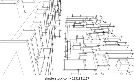 Ilustración del vector de dibujo de arquitectura lineal