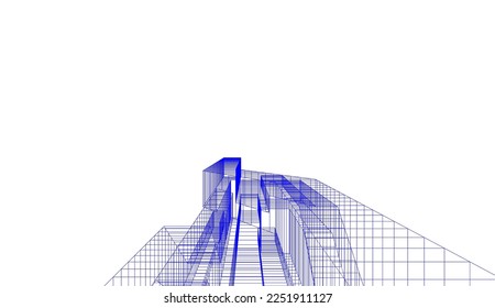 Linear architectural drawing vector illustration
