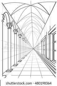 Linear architectural sketch arcade