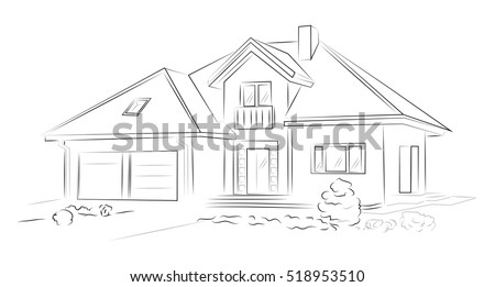 Linear architectural sketch detached house