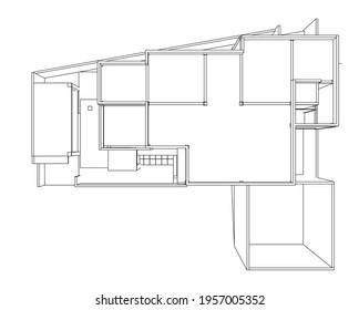 Esbozo arquitectónico lineal de la casa 
