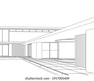 Lineare Architekturskizze 