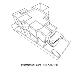 Esbozo arquitectónico lineal de la casa 