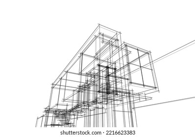 Lineare Architekturskizze eines Hauses 
