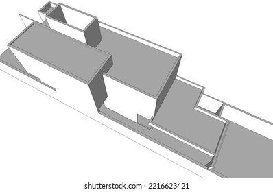 Linear architectural sketch of a house 