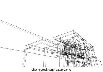 Linear architectural sketch of a house 