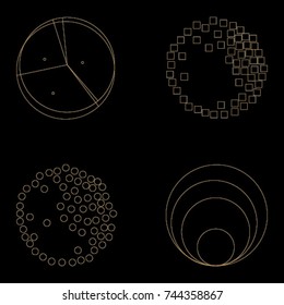 Linear architectural sketch. Marking trees on the master plan. Black background