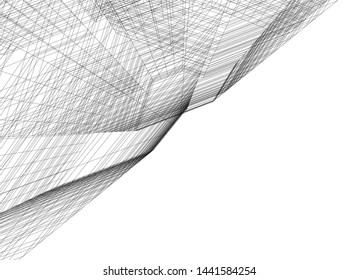 Linear architecture building 3d illustration