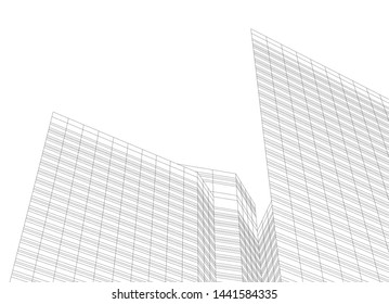 Linear architecture building 3d illustration