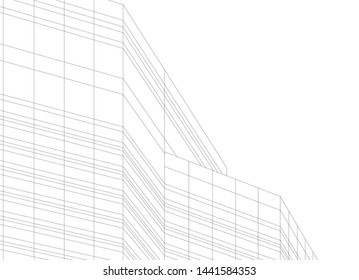 Linear architecture building 3d illustration