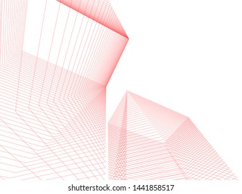 Linear architecture building 3d illustration