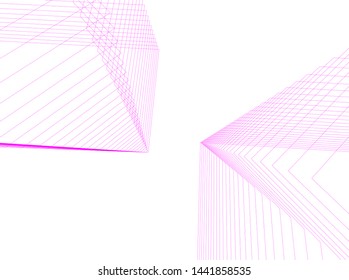 Linear architecture building 3d illustration