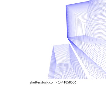 Linear architecture building 3d illustration