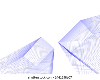 Linear architecture building 3d illustration