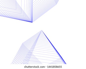 Linear architecture building 3d illustration