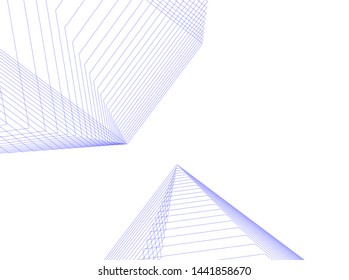 Linear architecture building 3d illustration