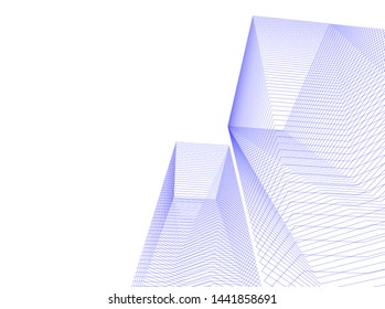 Linear architecture building 3d illustration