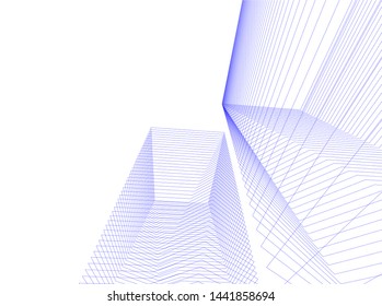Linear architecture building 3d illustration