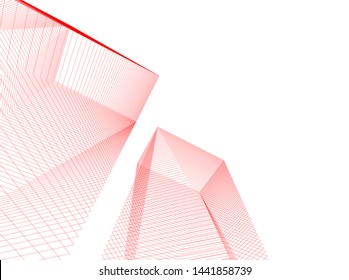 Linear architecture building 3d illustration