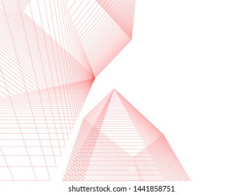 Linear architecture building 3d illustration