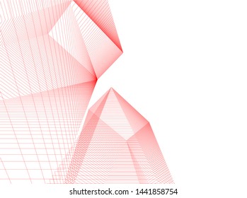 Linear architecture building 3d illustration
