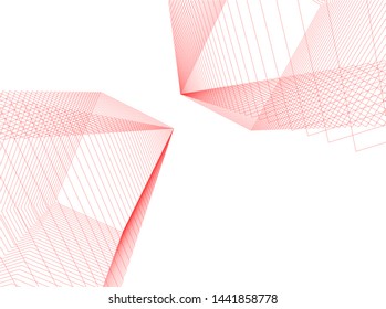 Linear architecture building 3d illustration