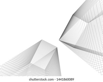 Linear architecture building 3d illustration
