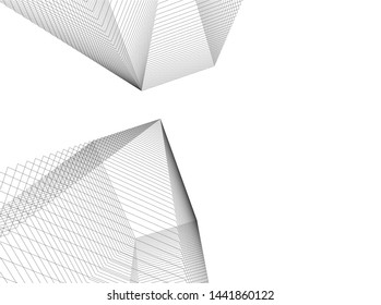 Linear architecture building 3d illustration