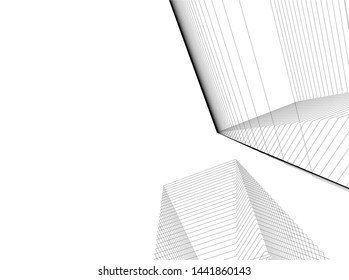 Linear architecture building 3d illustration