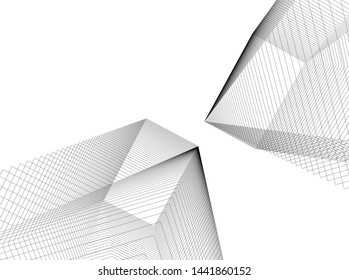 Linear architecture building 3d illustration