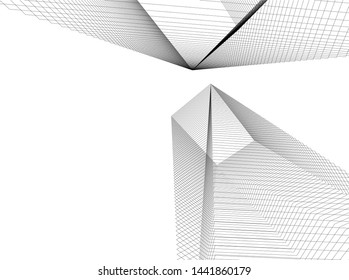 Linear architecture building 3d illustration