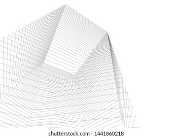 Linear architecture building 3d illustration