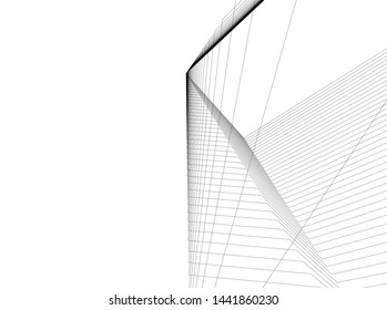Linear architecture building 3d illustration