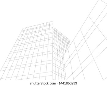 Linear architecture building 3d illustration