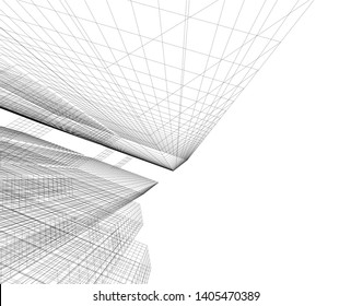 linear architecture building construction 3d 