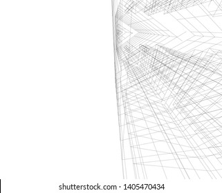 linear architecture building construction 3d 