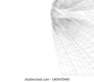 linear architecture building construction 3d 