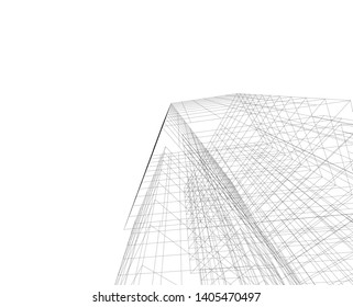 linear architecture building construction 3d 
